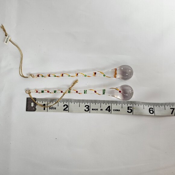 Acrylic Teardrop Icicle Christmas Ornaments with Festive Detailing Set of 6 - Picture 5 of 6